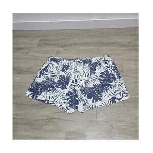 Nautica Woman's Linen Blend Blue Palm Leaf Shorts Size XXL Resort Wear